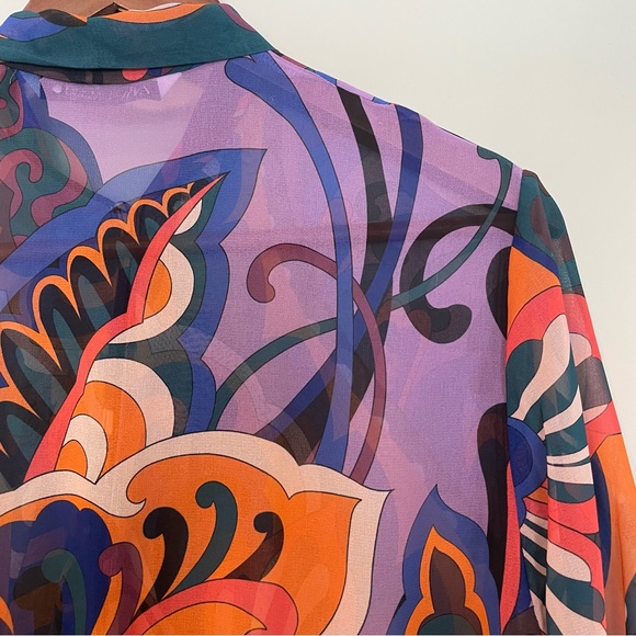 ZARA Pucci Mini Dress Sheer Long Sleeve Top Skirt Slit Multicolor, Women’s Small - Picture 13 of 17